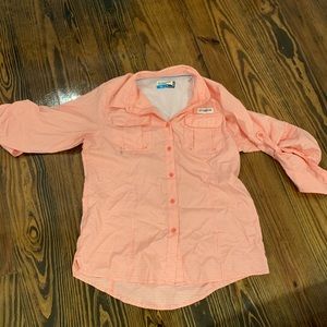 Orange gingham fishing shirt